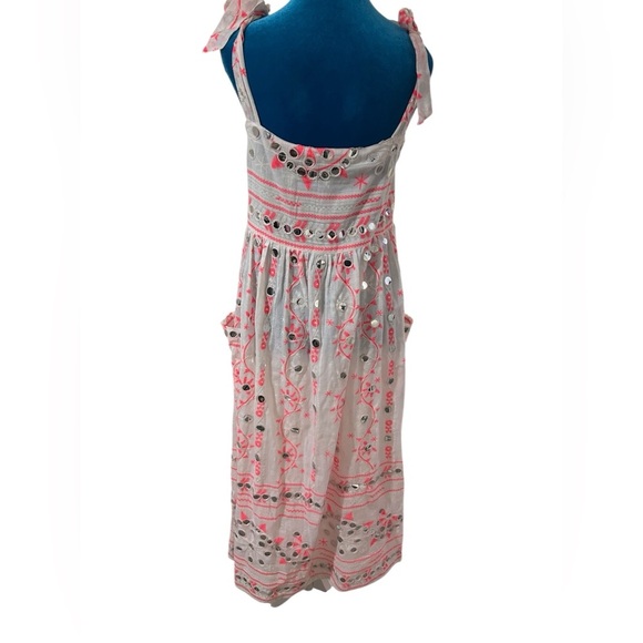 Juliet Dunn boho white and pink embroidered maxi dress size Small fit - Picture 6 of 14